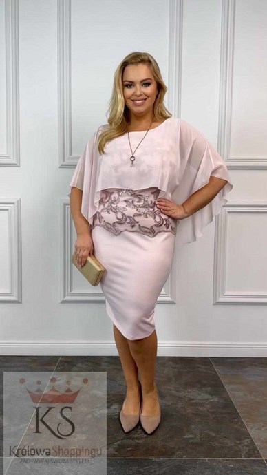 Sukienka maskująca wzór narzuta puder/róż