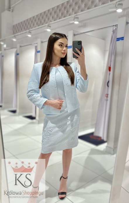 Sukienka krótka rękawek pastelowy błękit