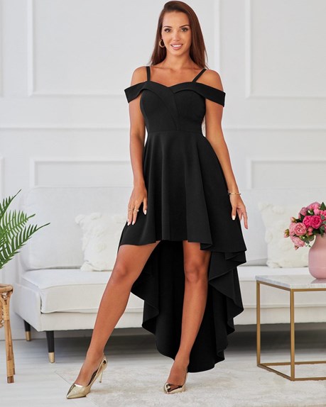 Sukienka asymetryczna opadające ramiona czarny