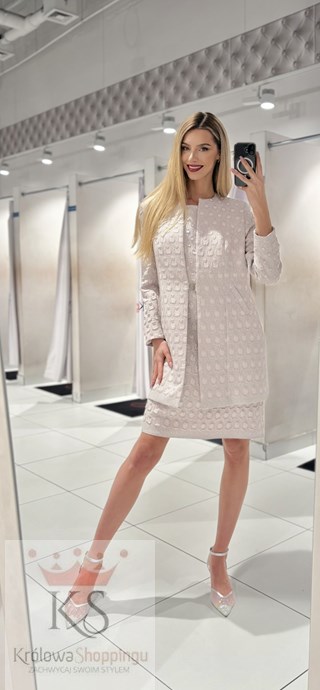 Sukienka krótka rękawek połysk krople róż