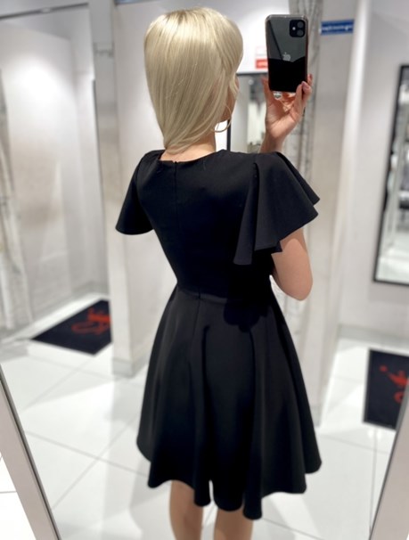 Sukienka krótka rękawek falbanka czerń