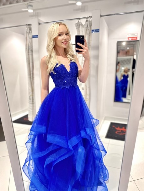 Sukienka długa koronkowa góra tiul chaber