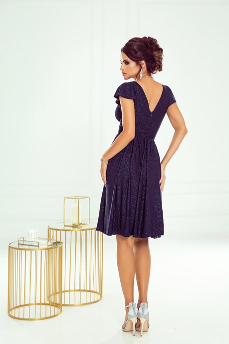 Sukienka krótka wysoki stan brokat granat