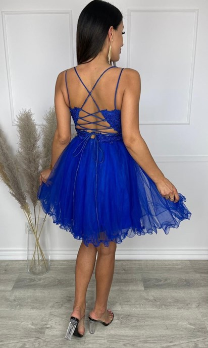 Sukienka krótka ramiączka gorset tiul chaber