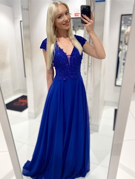 Sukienka długa góra koronka cekiny chaber