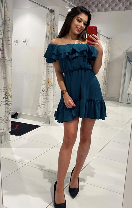 Sukienka krótka hiszpanka gładka zielony