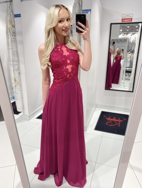 Sukienka długa paski fuksja