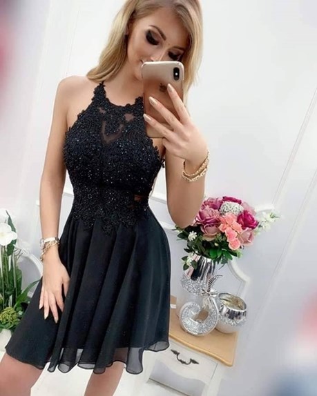 Sukienka krótka ramiączka na krzyż czarny