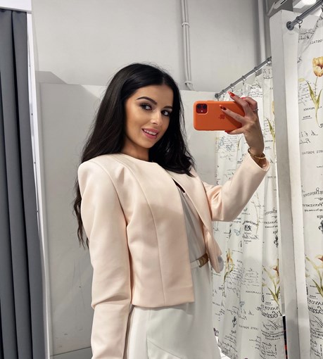 Żakiet materiałowy róż