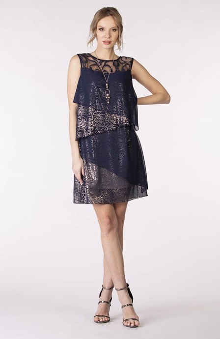 Sukienka krótka falbanki koronka góra granat