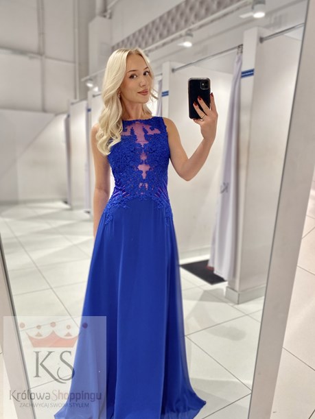 Sukienka długa paski chaber