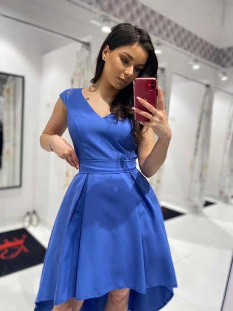 Sukienka asymetryczna z paskiem jeans