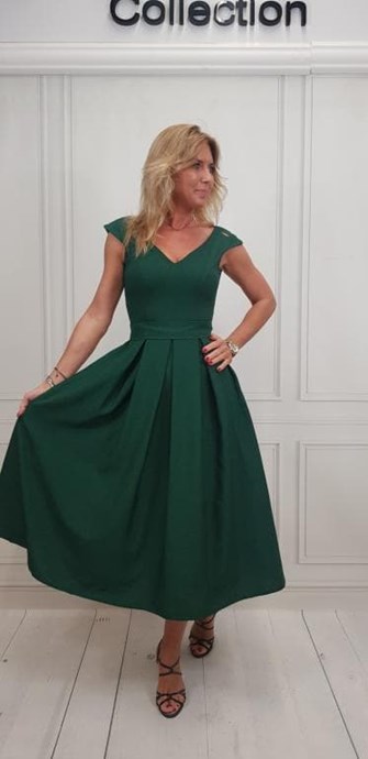 Sukienka midi z paskiem khaki