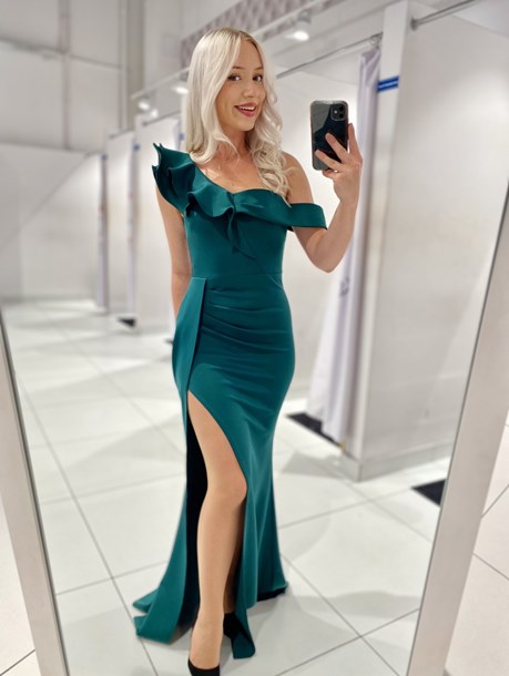 Sukienka długa asymetryczne ramiączko zieleń