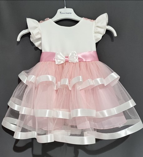 Sukienka dziecięca koronka na ramionach róż