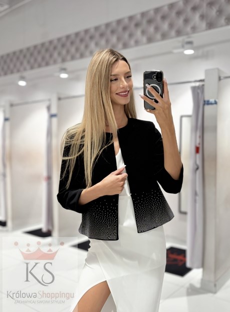 Żakiet krótki cyrkonie czerń