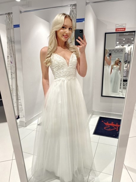 Sukienka długa ramiączka siateczka tiul biel