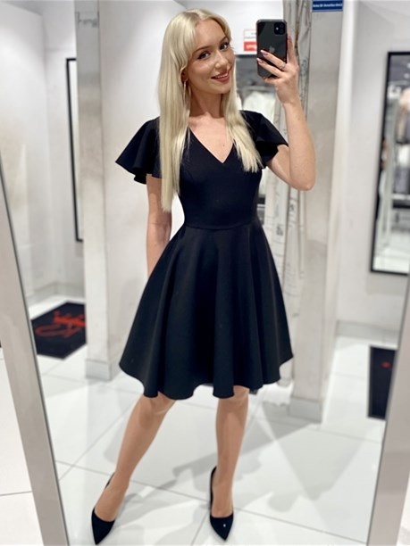 Sukienka krótka rękawek falbanka czerń