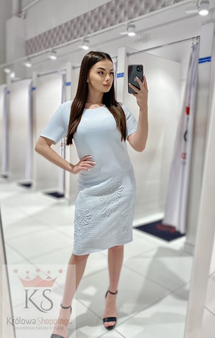 Sukienka krótka rękawek pastelowy błękit