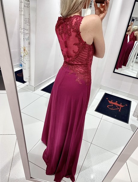 Sukienka długa paski fuksja