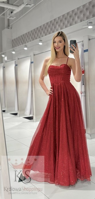 Sukienka długa gorset wiązanie plecy bordo