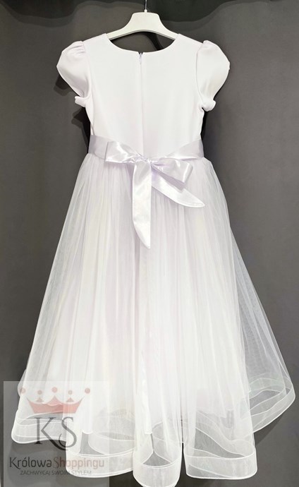 Sukienka dziecięca długa tiul róże biel