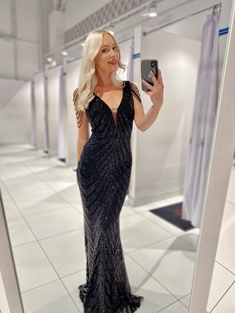 Sukienka długa cekin koraliki siatka czarny