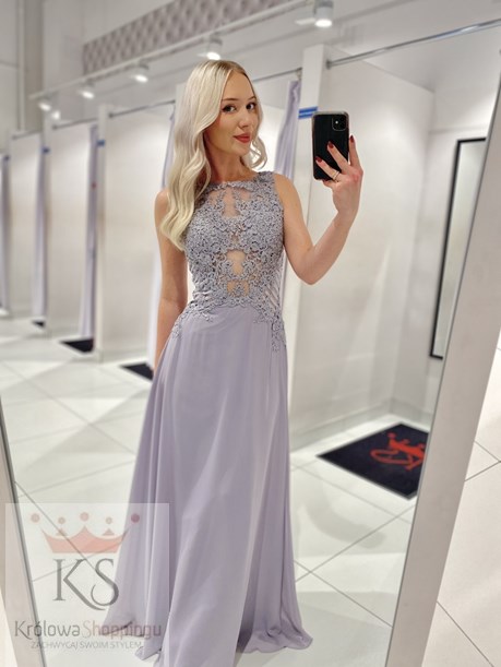 Sukienka długa paski szary