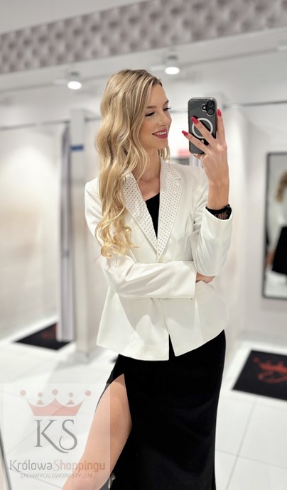 Żakiet biały cyrkonie