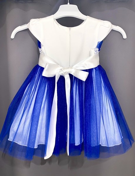 Sukienka dziecięca tiul haft biel/chaber