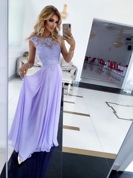 Sukienka długa koronka listki góra lilia