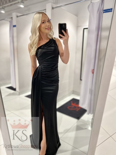 Sukienka długa na jedno ramię czerń