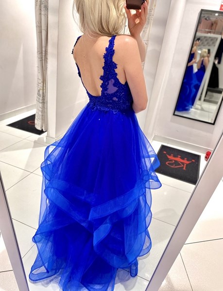 Sukienka długa koronkowa góra tiul chaber