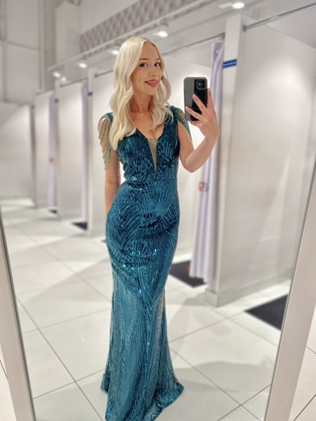 Sukienka długa cekin koraliki siatka zieleń