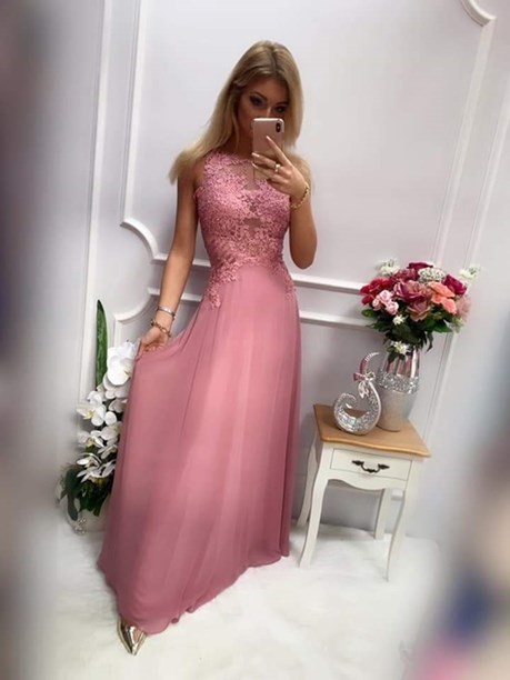 Sukienka długa paski wrzos