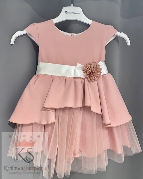 Sukienka dziecięca baskinka tiul wrzos