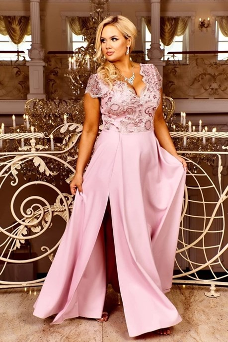 Sukienka długa cekin rękawek wrzos