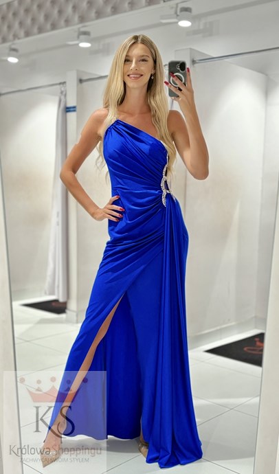 Sukienka długa asymetria cyrkonie chaber