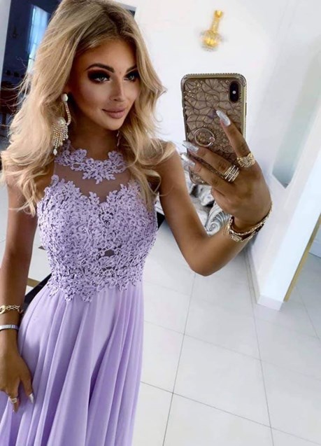 Sukienka długa zdobione plecy lilia