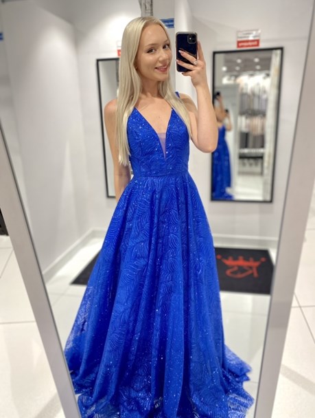 Sukienka długa balowa brokat chaber