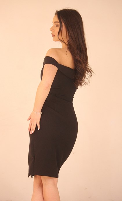 Sukienka krótka opadające ramiona czarny