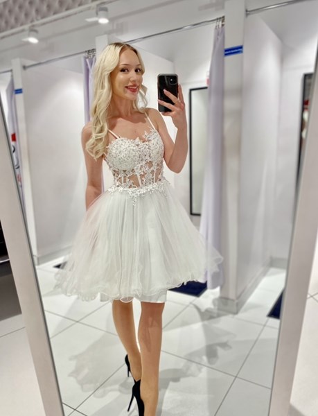 Sukienka krótka tiul gorset biel