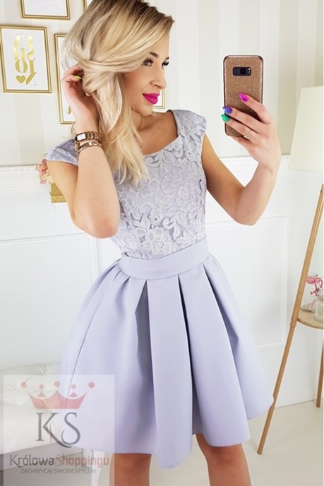 Sukienka krótka gładki dół szary