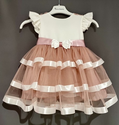 Sukienka dziecięca koronka na ramionach wrzos