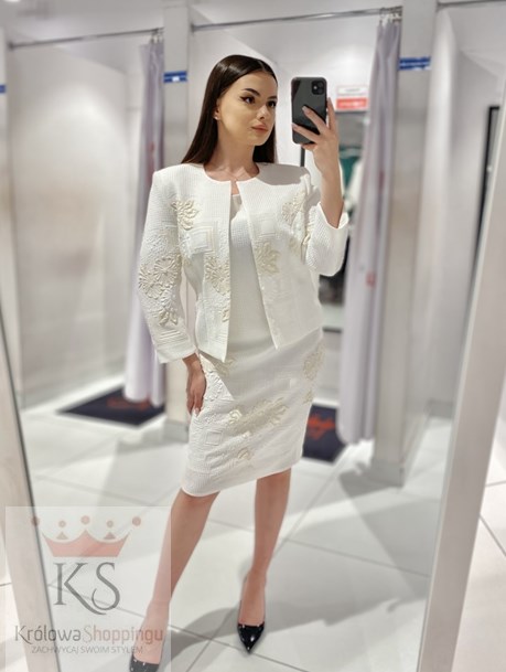 Żakiet pastelowy złoto/ecru