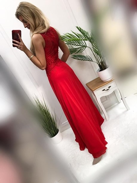 Sukienka długa paski czerwona