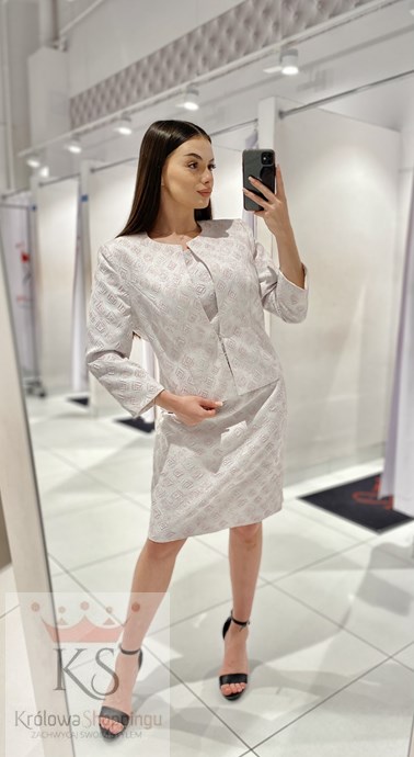 Żakiet materiałowy wzór róż/srebro