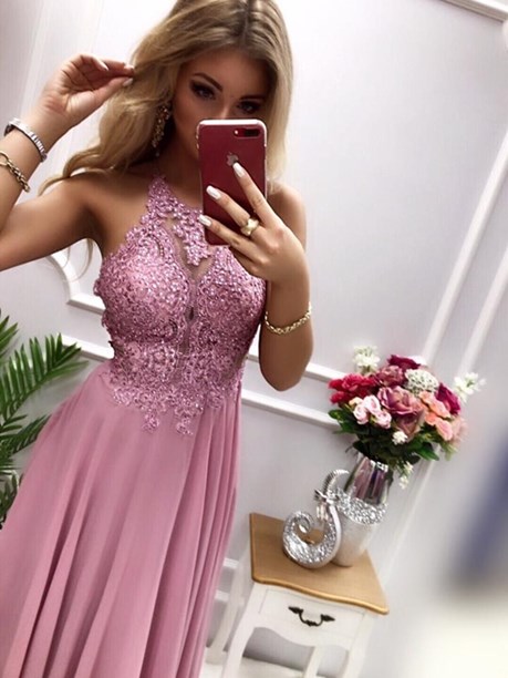 Sukienka długa ramiączka na krzyż wrzos