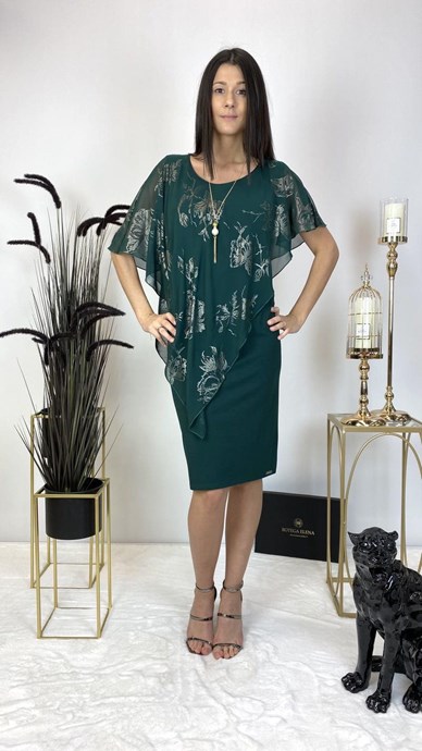 Sukienka maskująca asymetryczny przód zieleń/złoto