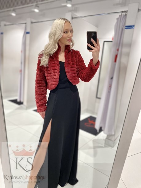 Bolerko futerko broszka bordo